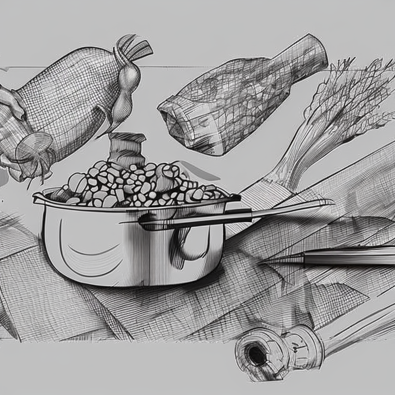 cooking ingredient in Pencil Sketch style