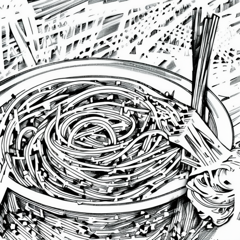 spaghetti alla carbonara in Pencil Sketch style
